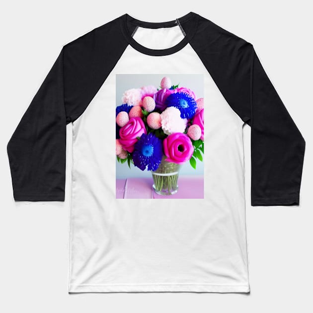 VERY CUTE PINK AND PURPLE AND BLUE FLORAL PRINT Baseball T-Shirt by sailorsam1805